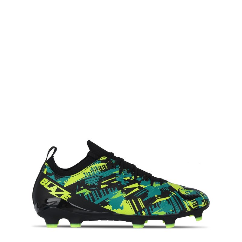 Sondico Blaze Junior FG Football Boots Black Green 25.00